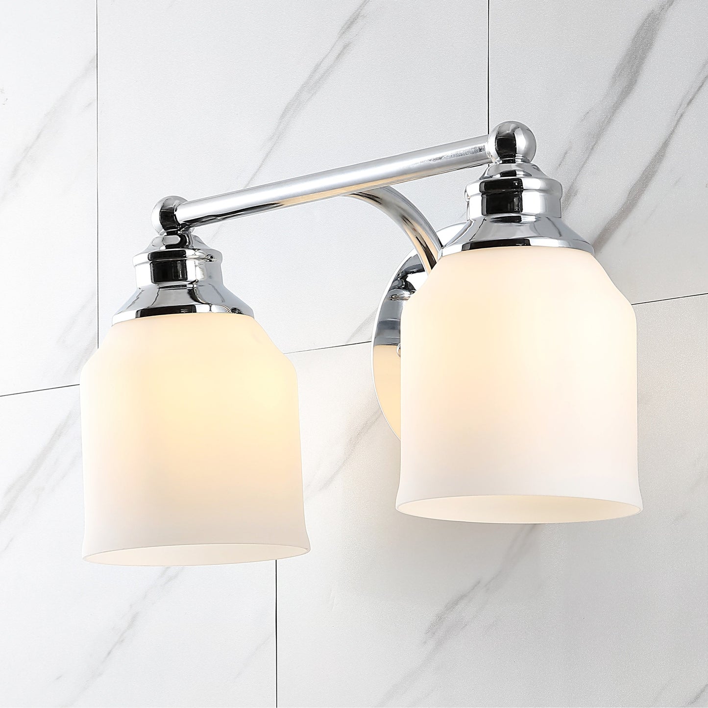 Jayne Iron/Frosted Glass Farmhouse Cottage LED Vanity Light, by JONATHAN Y