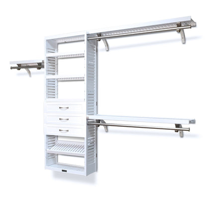 Système de placard à armoire en bois massif John Louis Home avec 3 tiroirs, blanc.