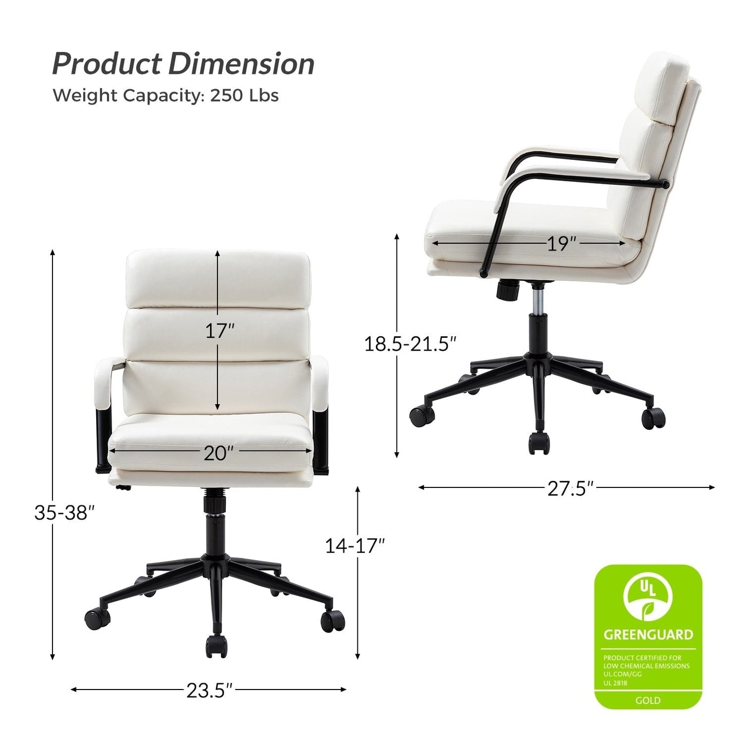 Chaise de bureau moderne Joseph en simili cuir avec verrouillage d'inclinaison et basculement central de HULALA HOME