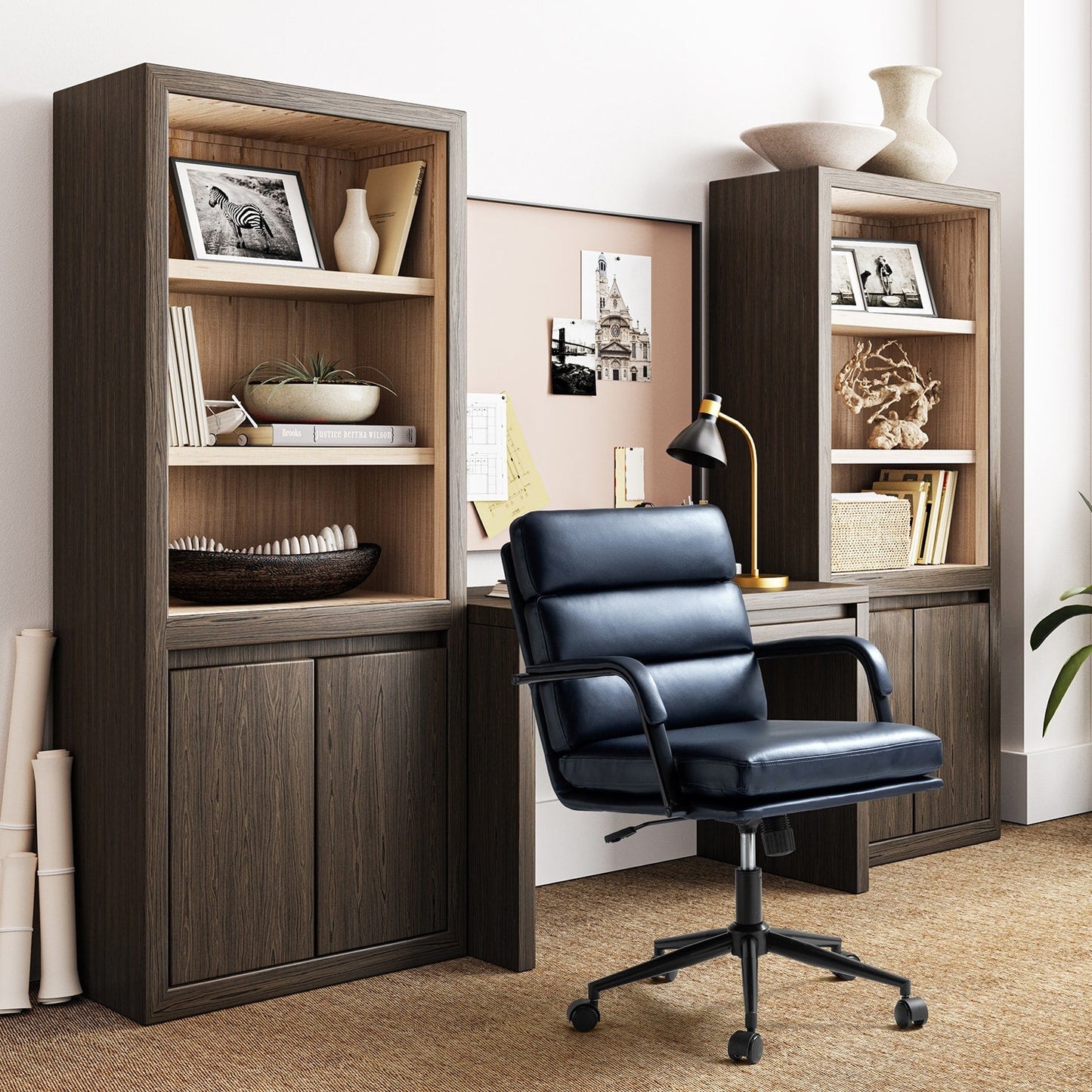 Chaise de bureau moderne Joseph en simili cuir avec verrouillage d'inclinaison et basculement central de HULALA HOME