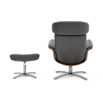 Fauteuil inclinable et repose-pieds Jovan en cuir véritable de 31,5 pouces