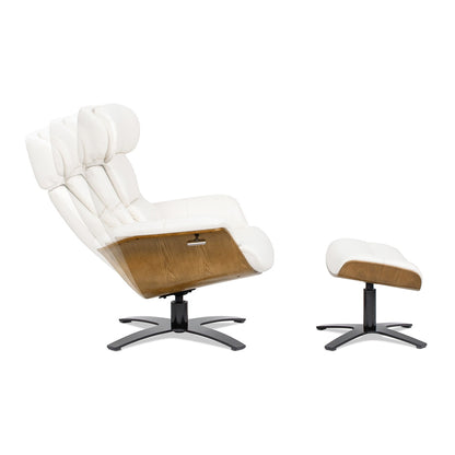 Fauteuil inclinable et repose-pieds Jovan en cuir véritable de 31,5 pouces