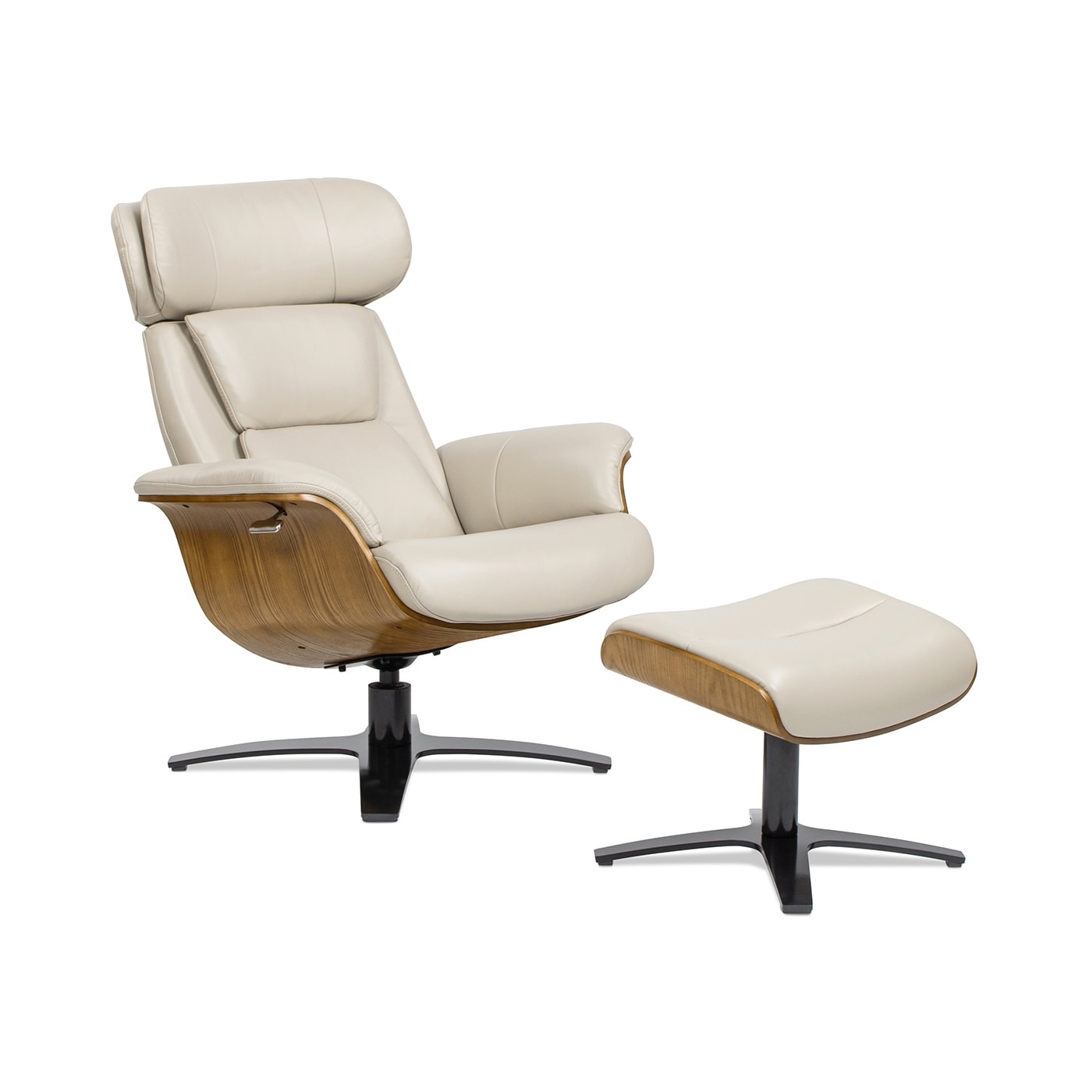 Fauteuil inclinable et repose-pieds Jovan en cuir véritable de 31,5 pouces