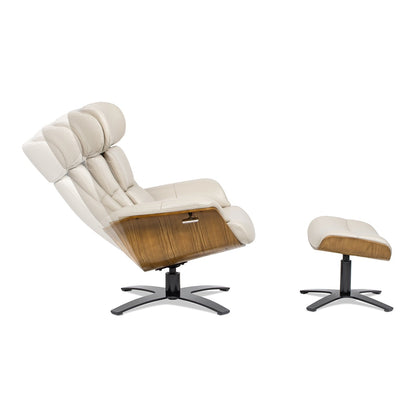 Fauteuil inclinable et repose-pieds Jovan en cuir véritable de 31,5 pouces