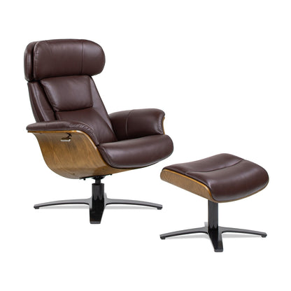 Fauteuil inclinable et repose-pieds Jovan en cuir véritable de 31,5 pouces