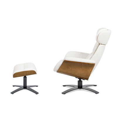 Fauteuil inclinable et repose-pieds Jovan en cuir véritable de 31,5 pouces