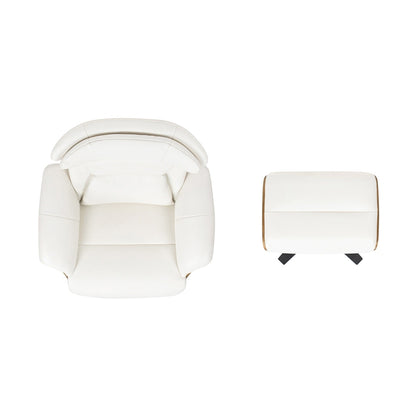 Fauteuil inclinable et repose-pieds Jovan en cuir véritable de 31,5 pouces