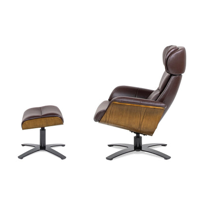Fauteuil inclinable et repose-pieds Jovan en cuir véritable de 31,5 pouces