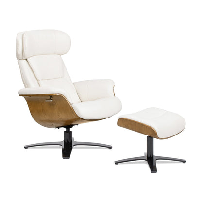 Fauteuil inclinable et repose-pieds Jovan en cuir véritable de 31,5 pouces