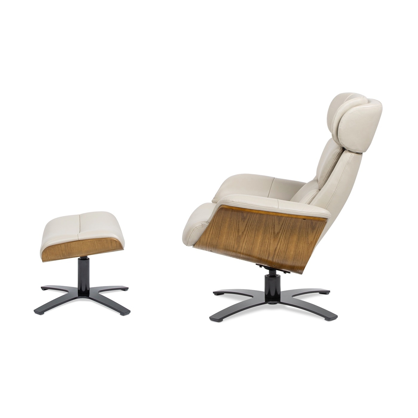 Fauteuil inclinable et repose-pieds Jovan en cuir véritable de 31,5 pouces