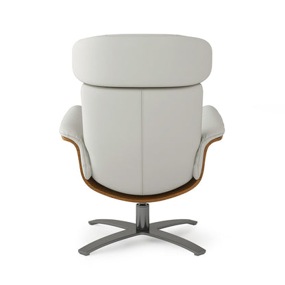 Fauteuil inclinable de salon Jovan en cuir véritable avec structure en bois courbé de 31,5 pouces