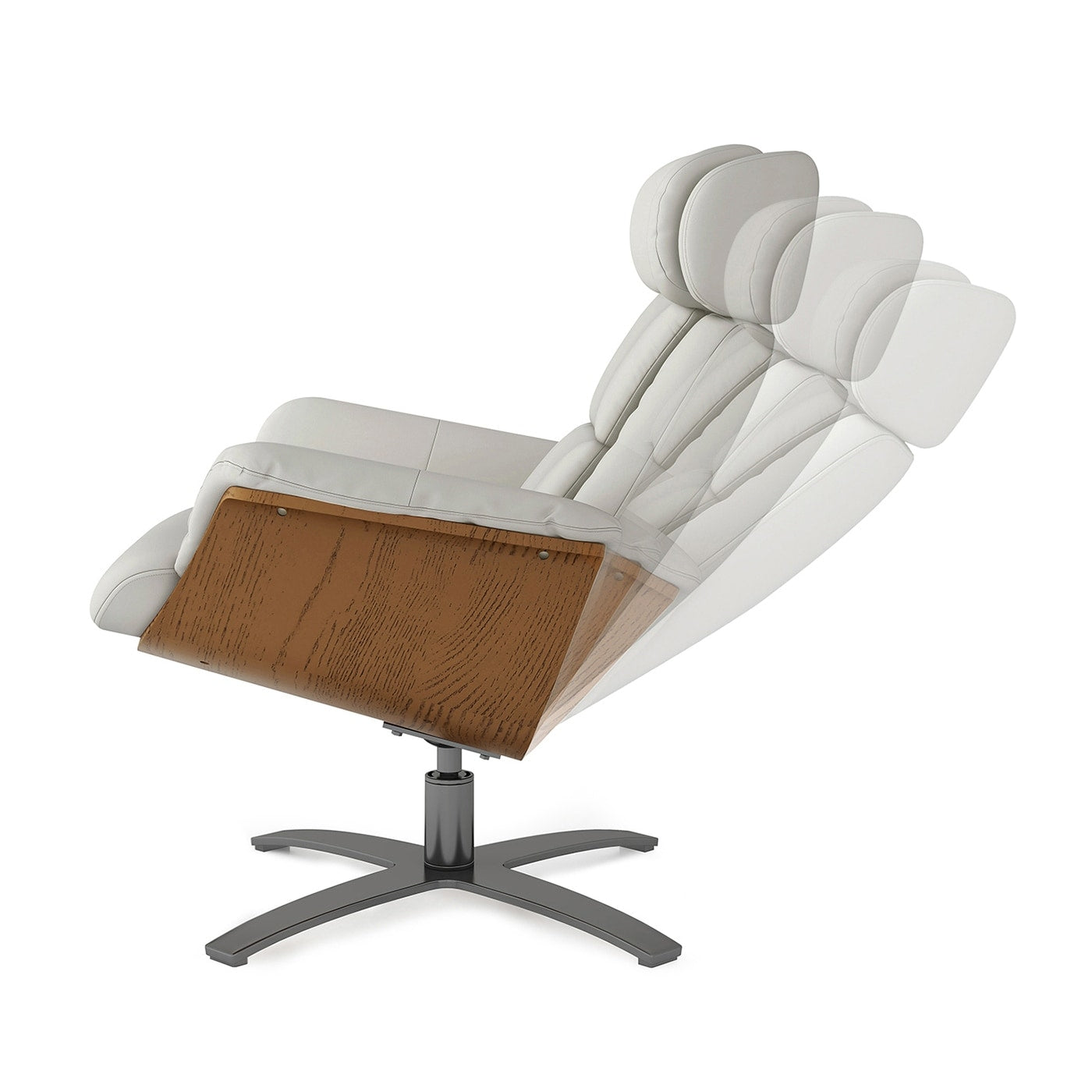 Fauteuil inclinable de salon Jovan en cuir véritable avec structure en bois courbé de 31,5 pouces