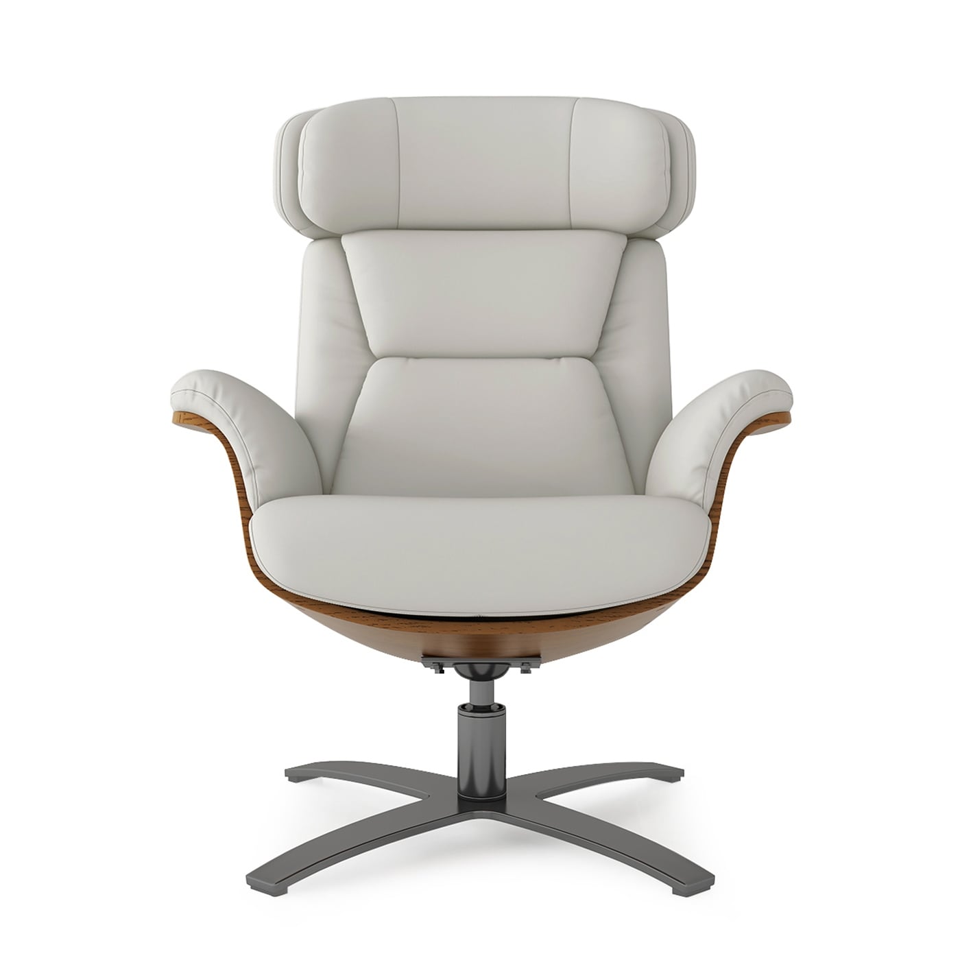 Fauteuil inclinable de salon Jovan en cuir véritable avec structure en bois courbé de 31,5 pouces