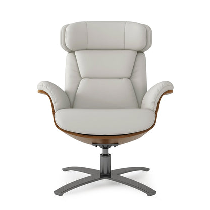 Fauteuil inclinable de salon Jovan en cuir véritable avec structure en bois courbé de 31,5 pouces