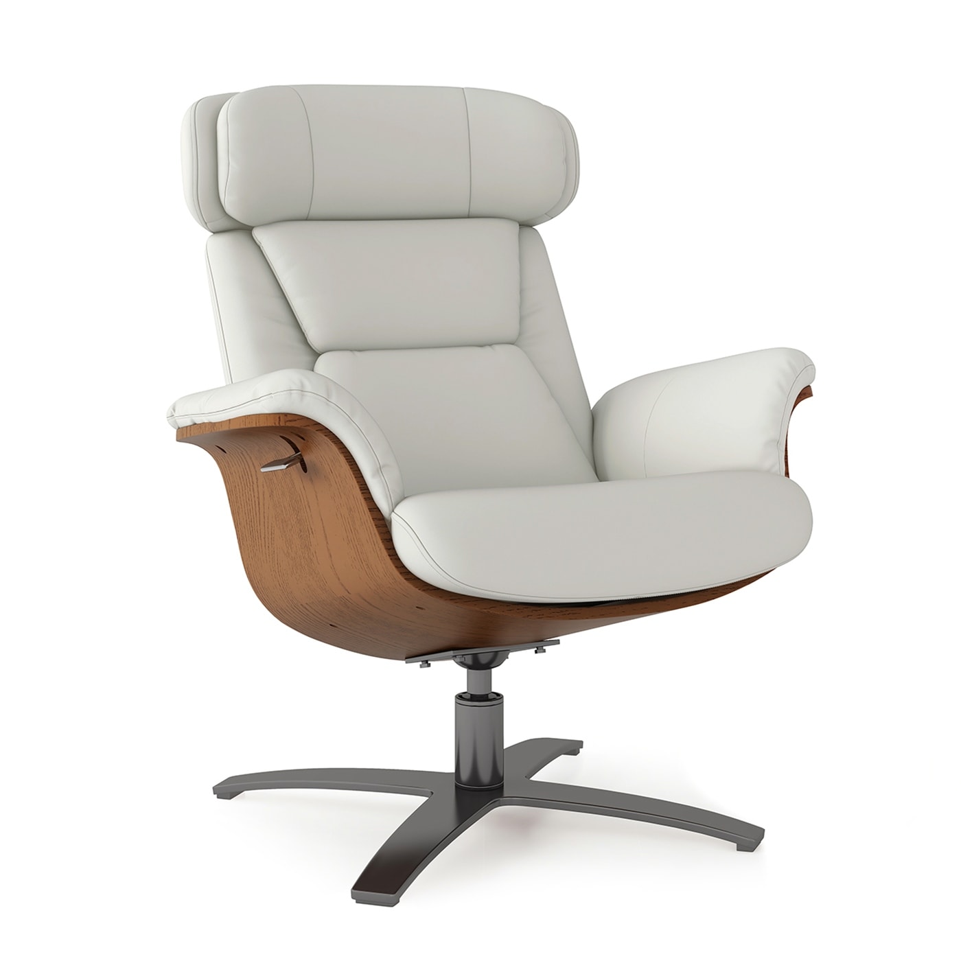 Fauteuil inclinable de salon Jovan en cuir véritable avec structure en bois courbé de 31,5 pouces