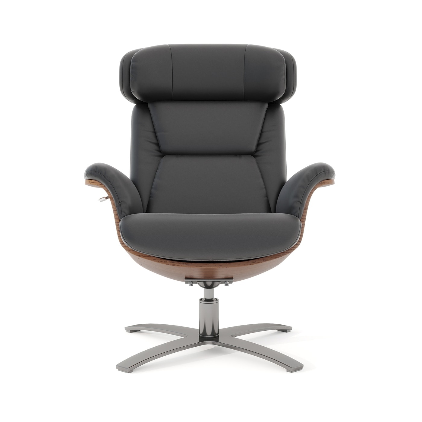 Fauteuil inclinable de salon Jovan en cuir véritable avec structure en bois courbé de 31,5 pouces