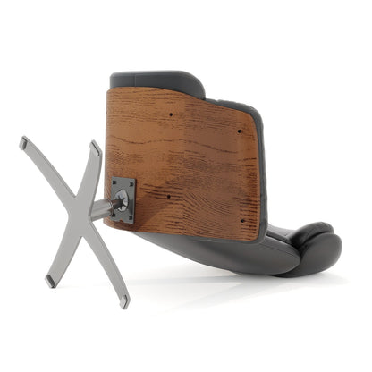 Fauteuil inclinable de salon Jovan en cuir véritable avec structure en bois courbé de 31,5 pouces