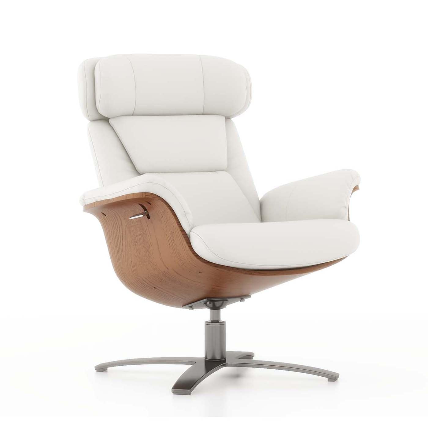 Fauteuil inclinable de salon Jovan en cuir véritable avec structure en bois courbé de 31,5 pouces