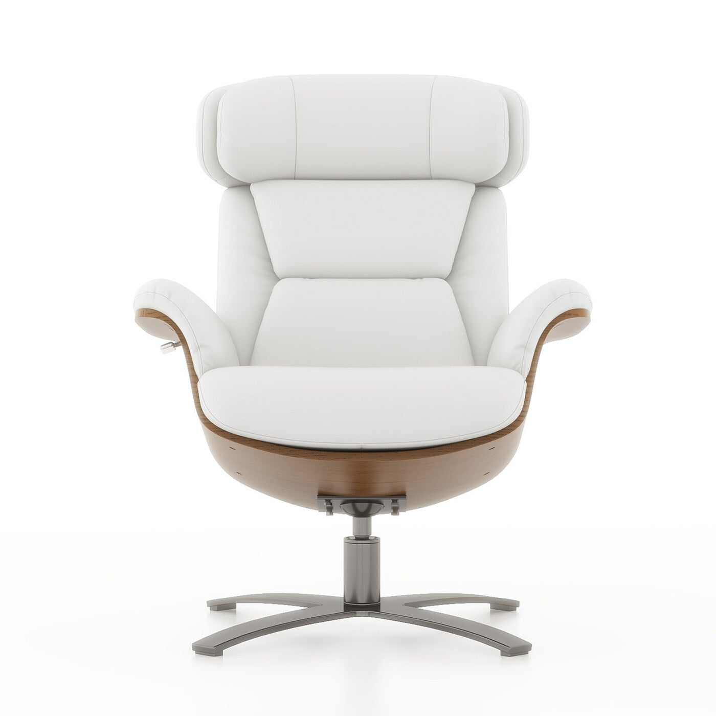 Fauteuil inclinable de salon Jovan en cuir véritable avec structure en bois courbé de 31,5 pouces