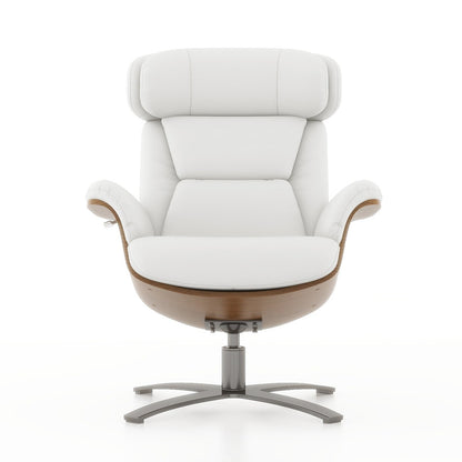 Fauteuil inclinable de salon Jovan en cuir véritable avec structure en bois courbé de 31,5 pouces