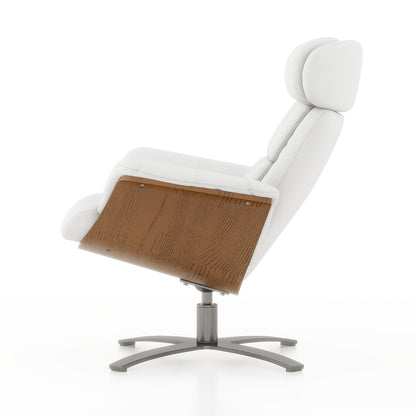 Fauteuil inclinable de salon Jovan en cuir véritable avec structure en bois courbé de 31,5 pouces