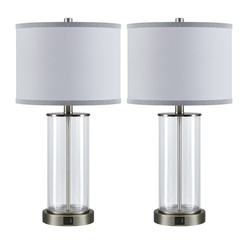 KAWOTI 23.25 Touch Control Table Lamp Set with USB Port and Bulbs