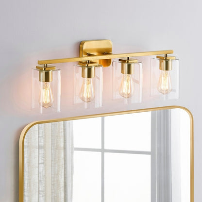 KAWOTI 29inch 4-Light Modern Bathroom Vanity Light with Clear Glass Shades