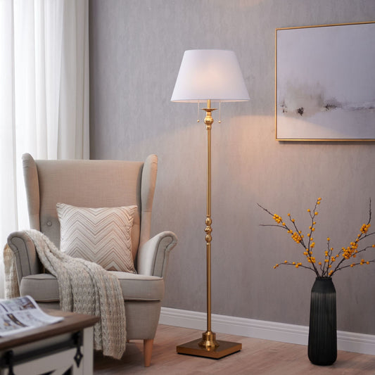 KAWOTI 60.5'' 2-Light Floor Lamp with Empire Fabric Shade