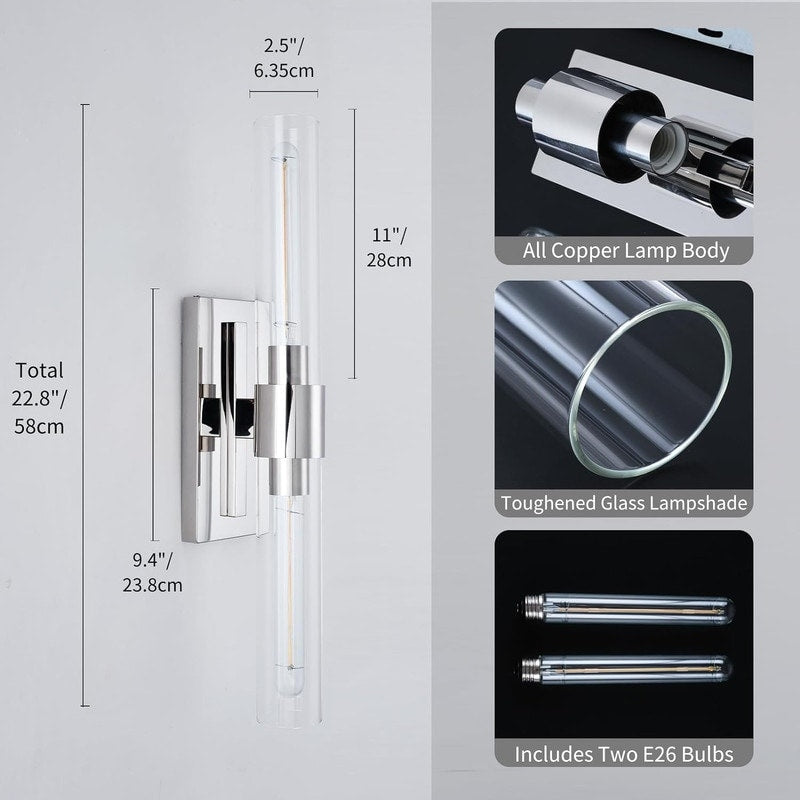 Appliques murales en verre moderne KAYLA, éclairage mural intérieur, luminaires muraux, luminaire de vanité avec abat-jour en verre (lot de 2)