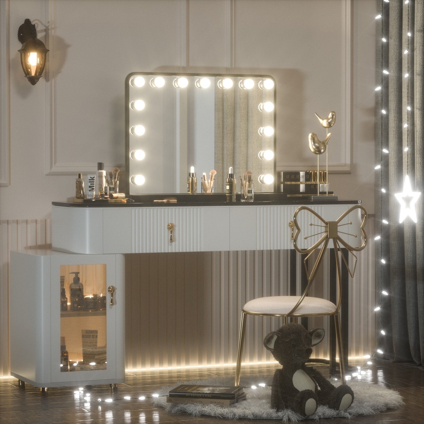 Keonjinn Miroir de maquillage LED Hollywood avec 15/18 lumières LED