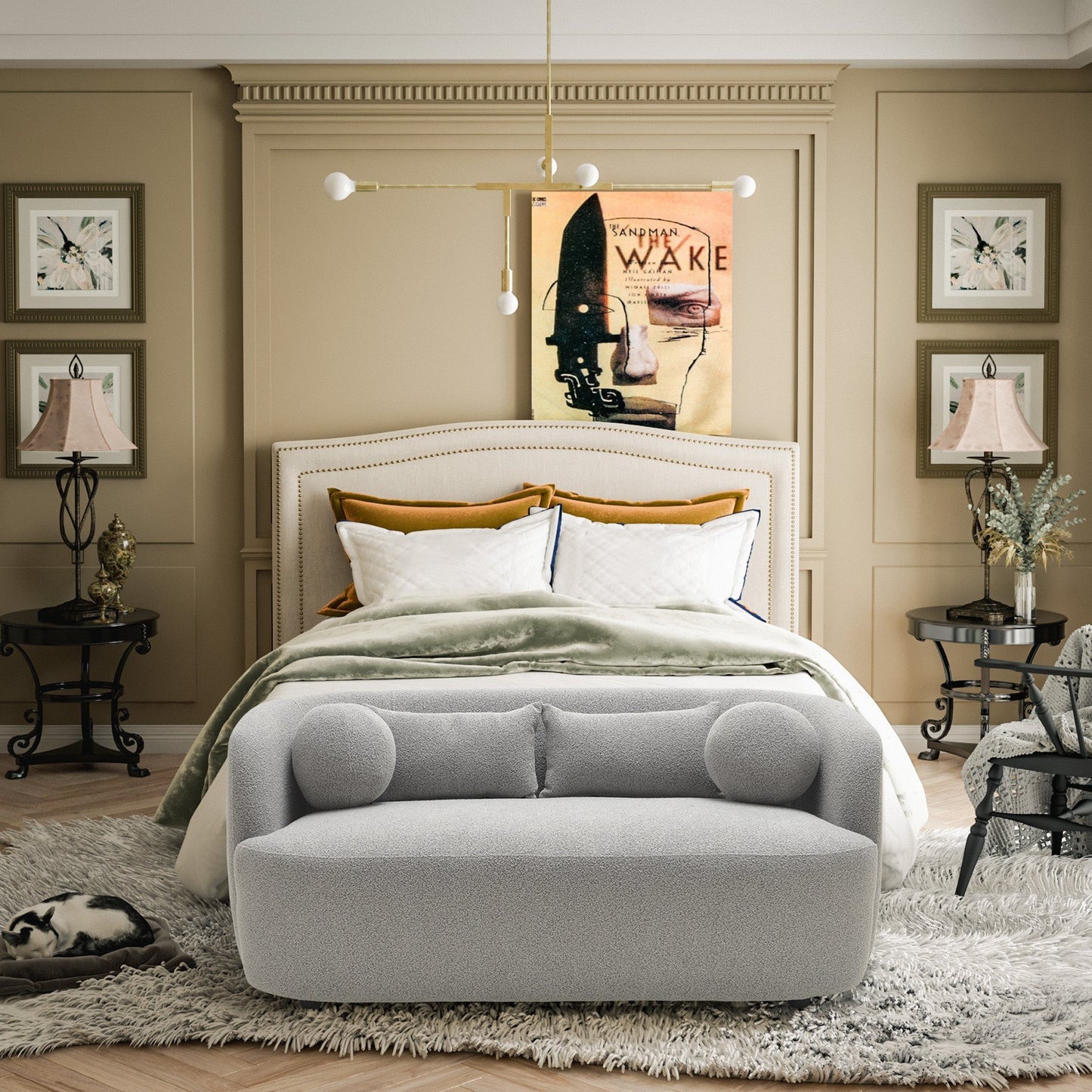 KINWELL Canapé 2 places en boucle avec coussins