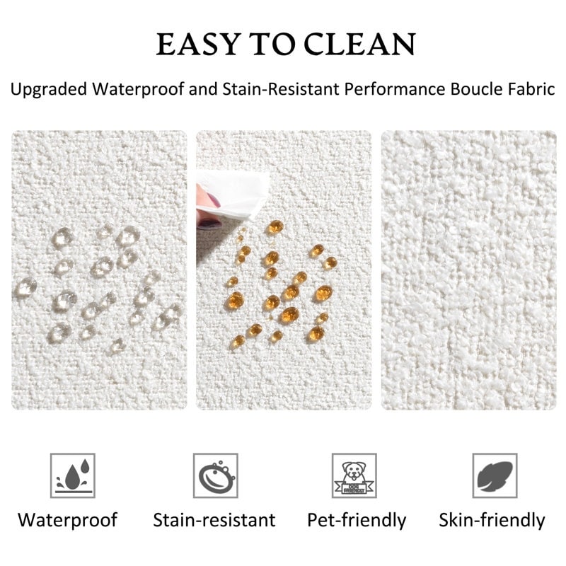 KINWELL Canapé 2 places en boucle avec coussins