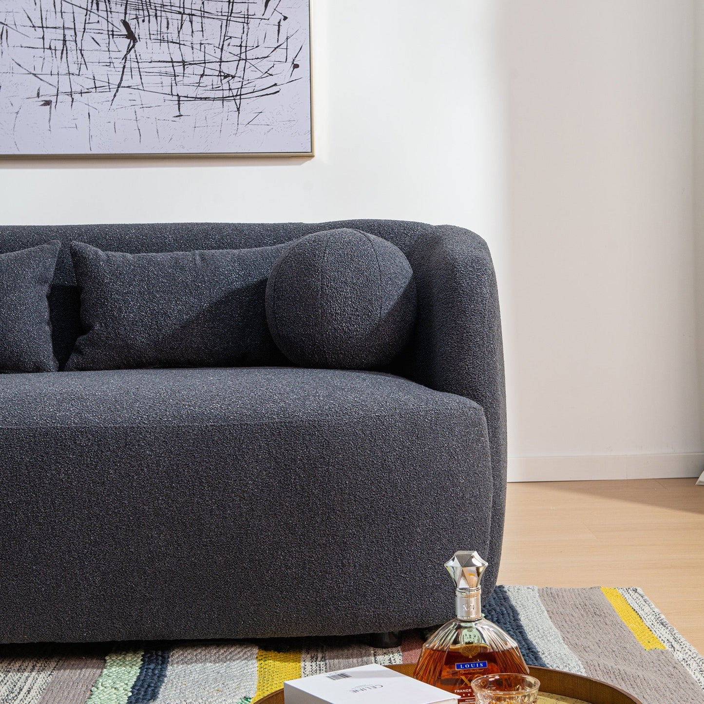 KINWELL Canapé 2 places en boucle avec coussins