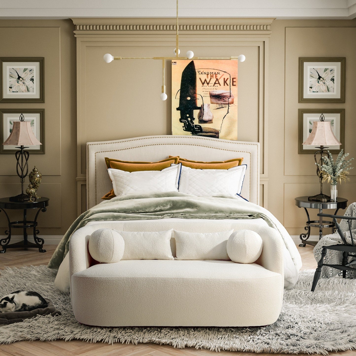 KINWELL Canapé 2 places en boucle avec coussins