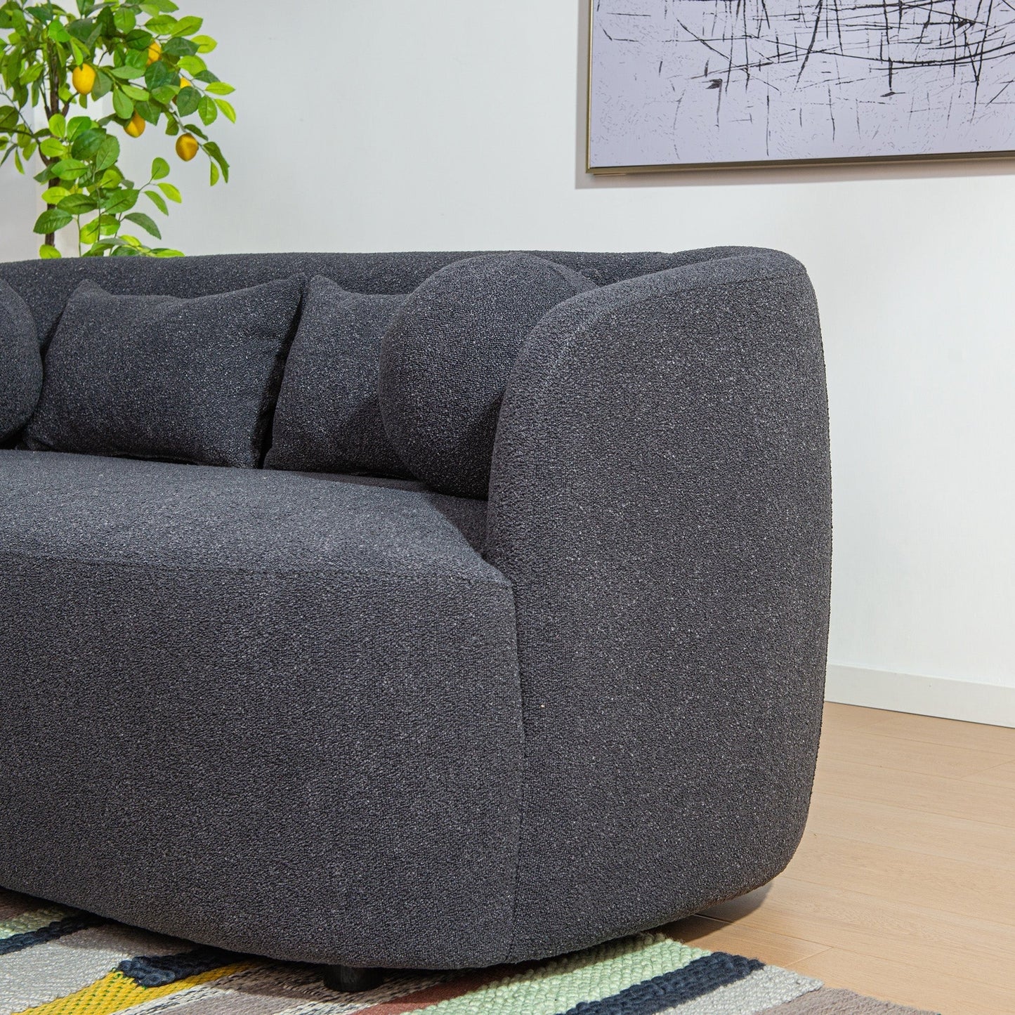 KINWELL Canapé 2 places en boucle avec coussins