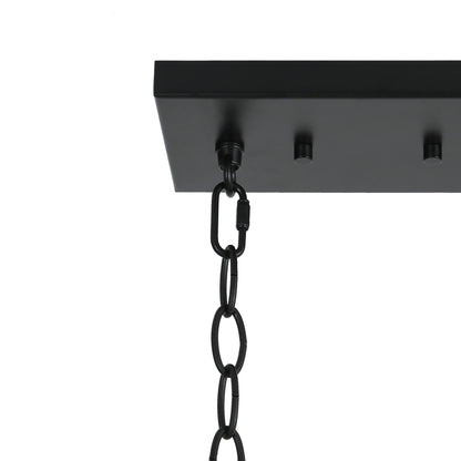 Luminaire suspendu linéaire moderne Kasy à 5 lumières, verre texturé, design unique, idéal pour îlot de cuisine.