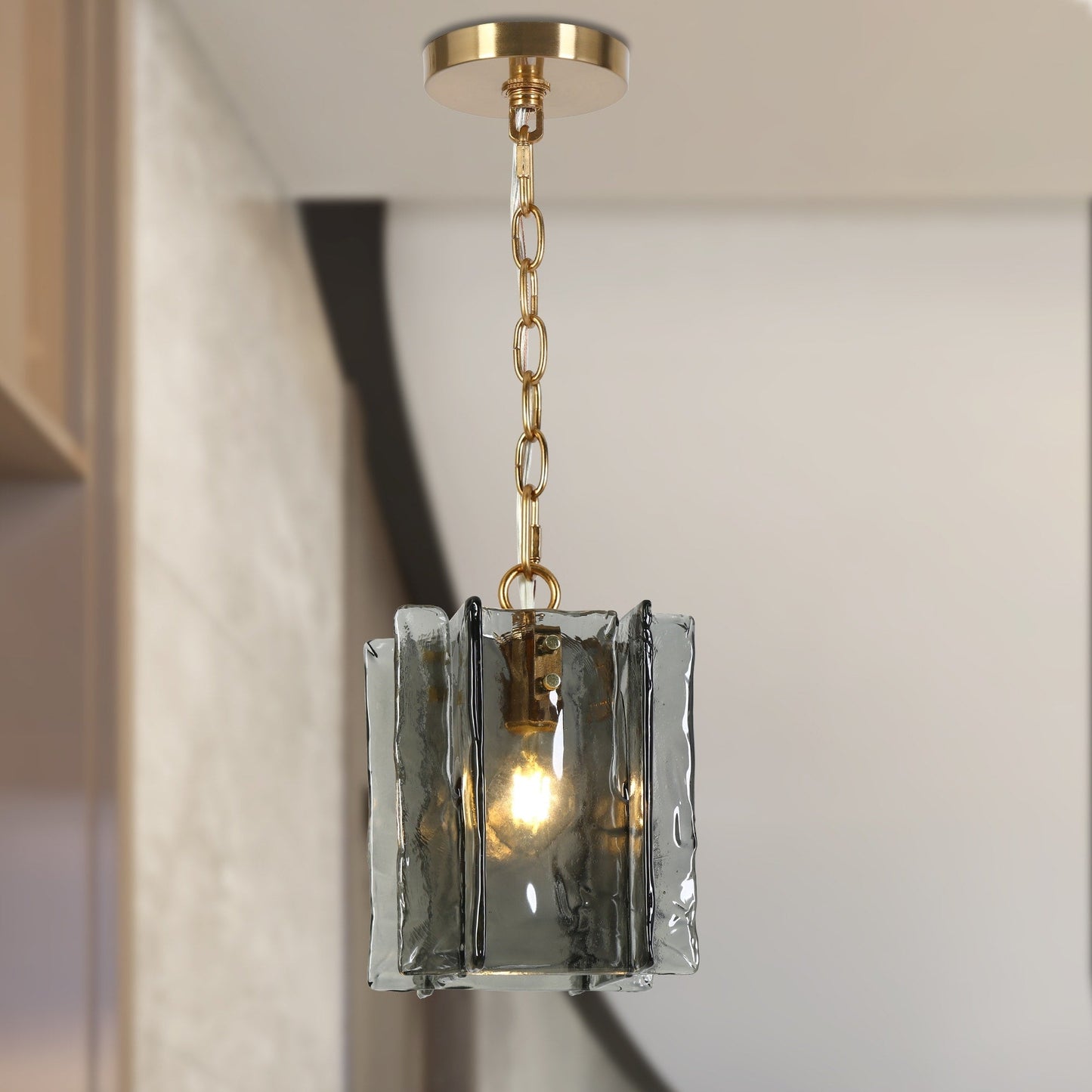 Suspension moderne Kasy à 1 lumière, luminaire en verre pour îlot de cuisine, salle à manger