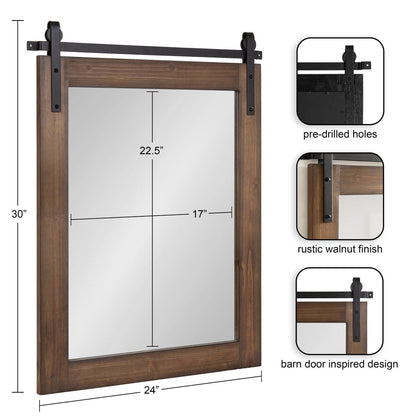 Kate and Laurel Cates Miroir mural rectangulaire rustique