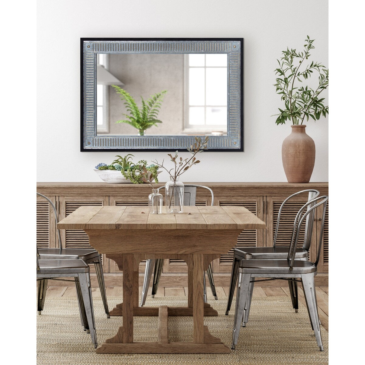 Kate and Laurel Deely Miroir mural en bois et métal