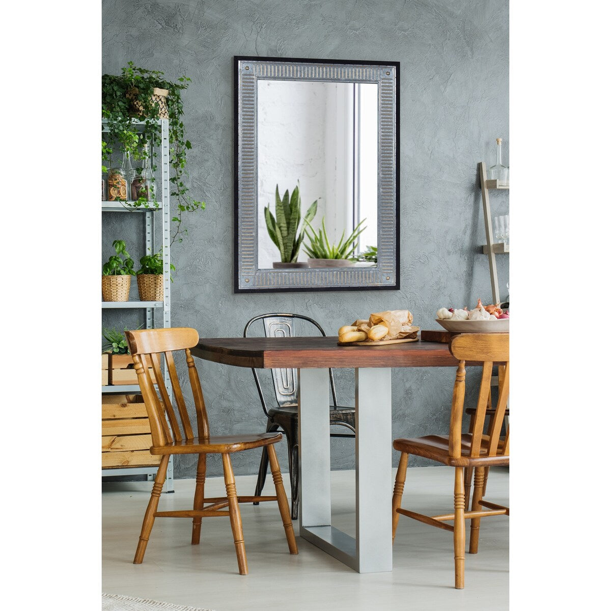 Kate and Laurel Deely Miroir mural en bois et métal