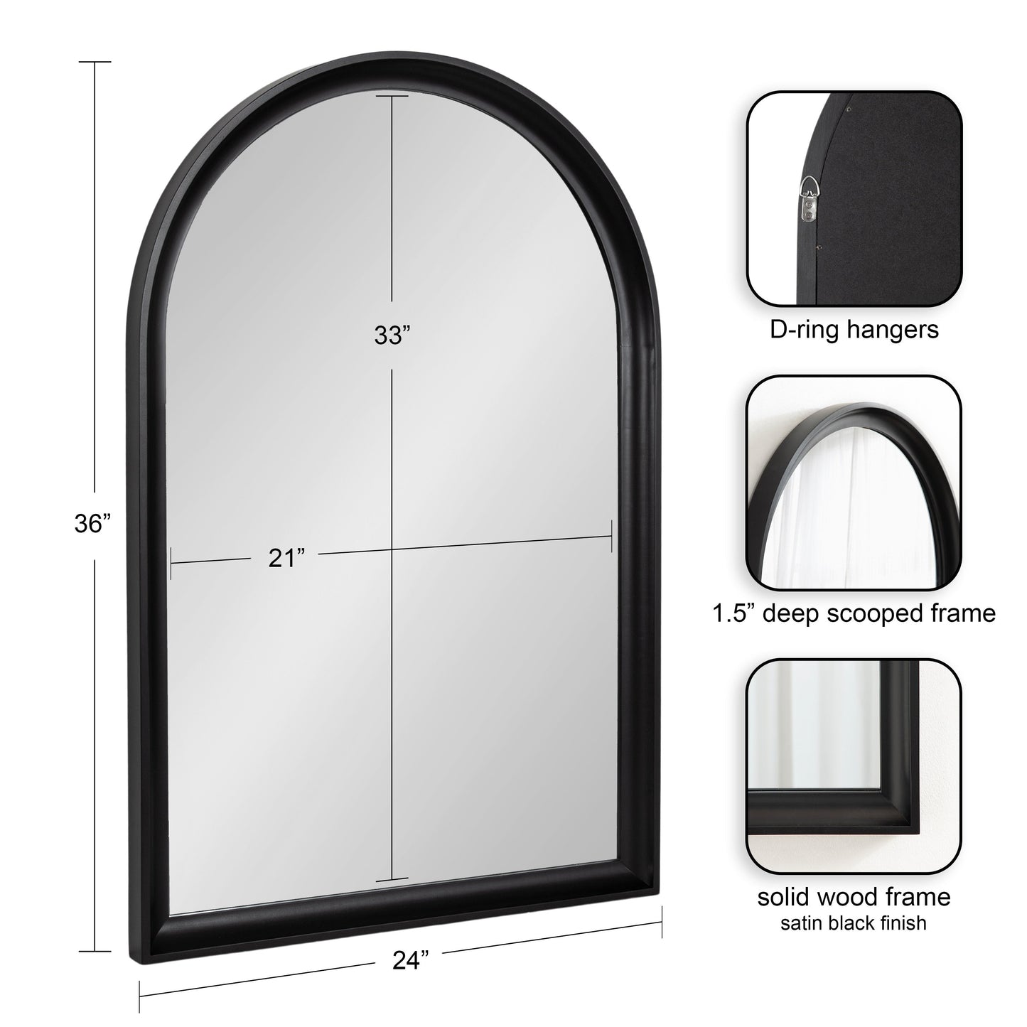 Miroir mural en bois à arche de Kate and Laurel, modèle Hatherleigh