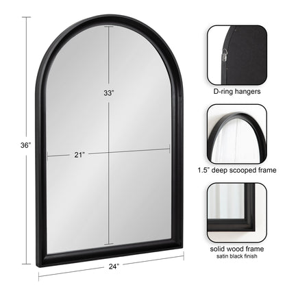 Miroir mural en bois à arche de Kate and Laurel, modèle Hatherleigh