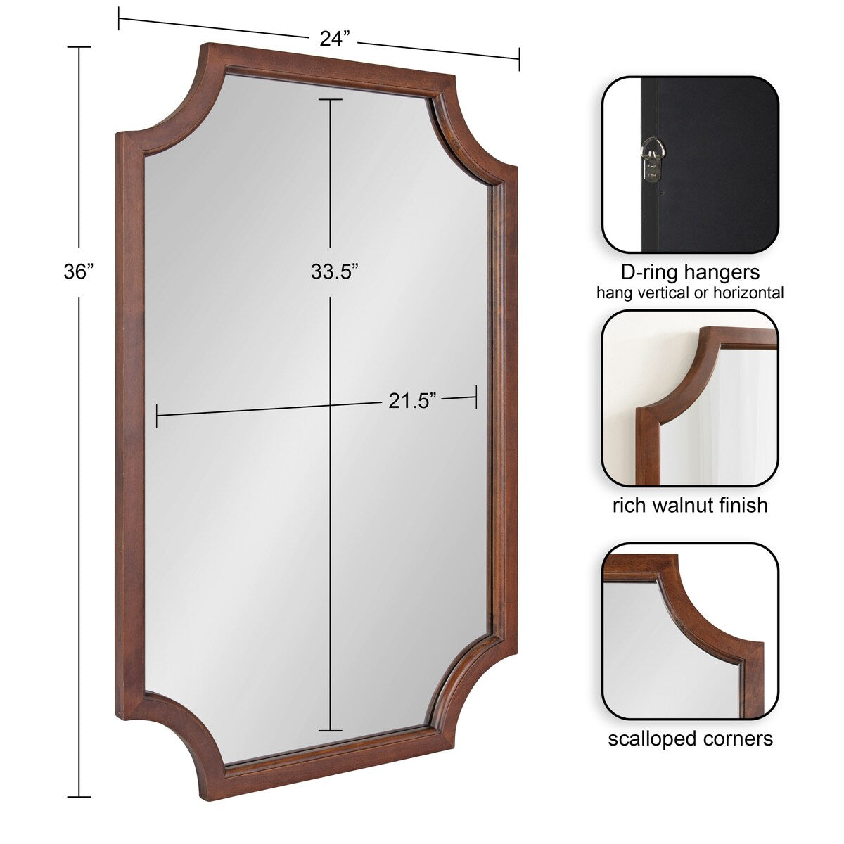 Kate and Laurel Hogan Scalloped Wood Framed Mirror