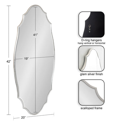 Kate and Laurel Leanna Miroir mural ovale à bords festonnés