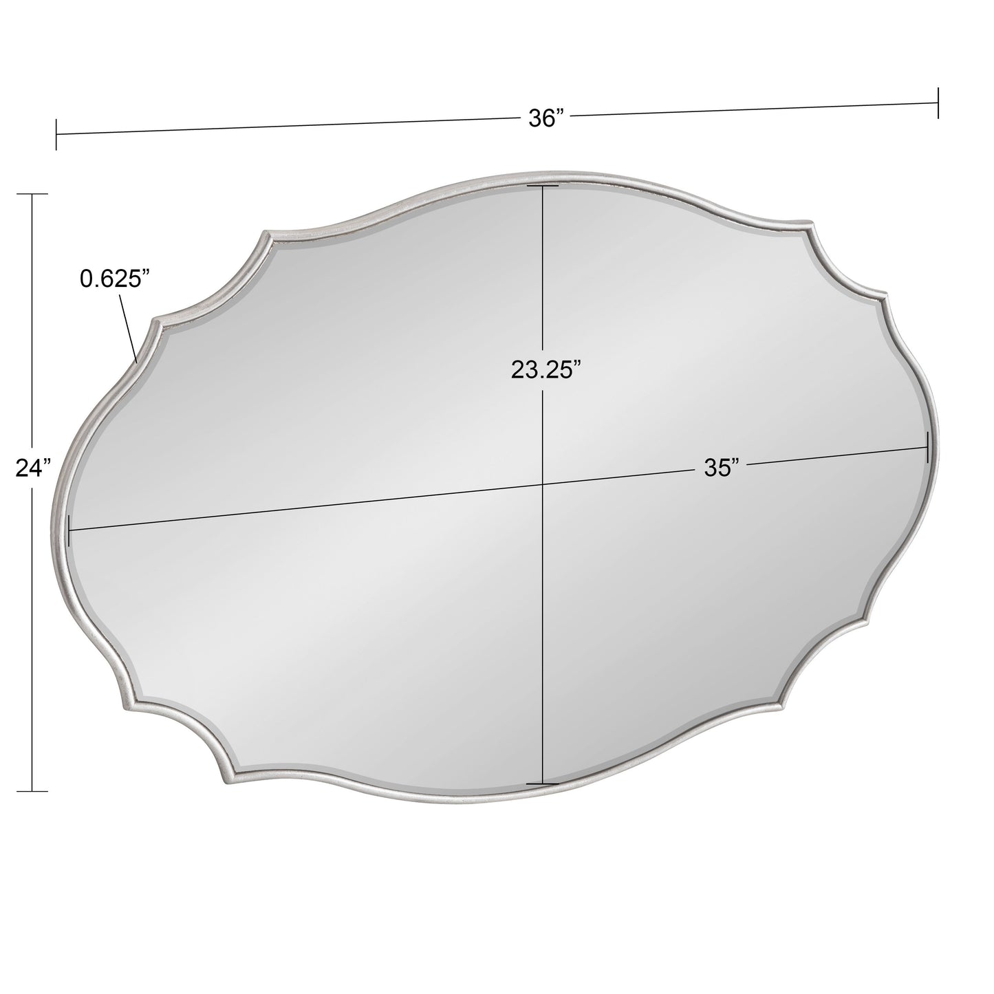 Kate and Laurel Leanna Miroir mural ovale à bords festonnés