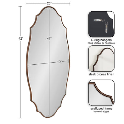 Kate and Laurel Leanna Miroir mural ovale à bords festonnés