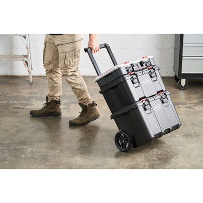 Keter Stack-n-Roll, système de rangement et d'organisation d'outils mobile 3 pièces, coffre à outils modulaire en résine durable