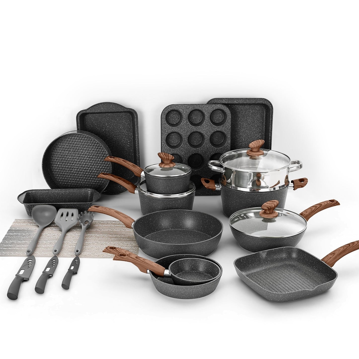 Kitchen Academy 12/30-piece Nonstick Induction Cookware Set