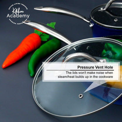 Ensemble de cuisine 15 pièces Kitchen Academy avec revêtement antiadhésif en granit