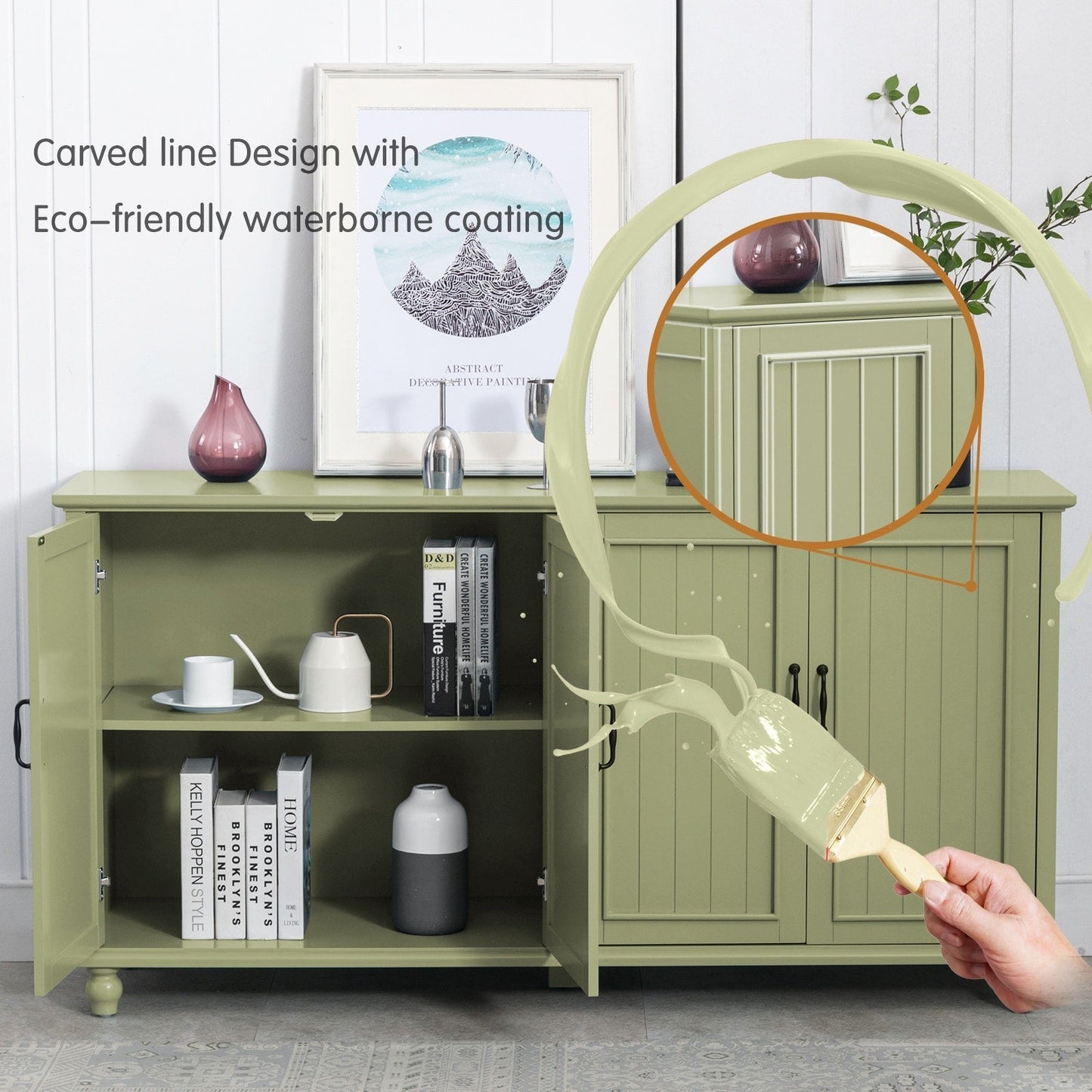 Buffet de cuisine, bar à café, armoire de rangement décorative.